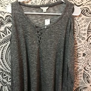Cold shoulder, sparkle grey top